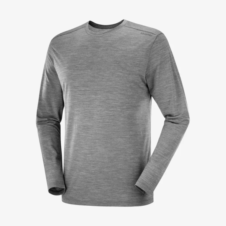 Grey Salomon Outlife Merino Blend Long Sleeve Men\'s T-Shirts | PH 12897H